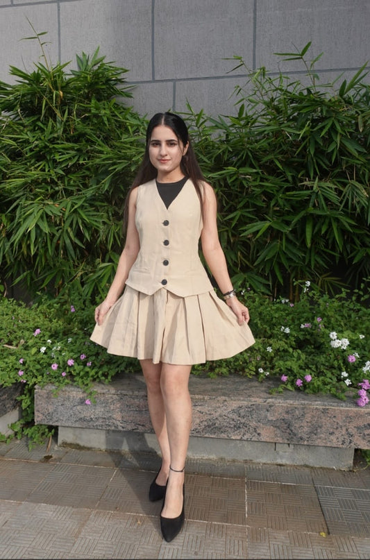 Skirt, and Vest Coat Top Co-Ord Set TT005