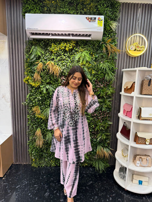 Boho Mirror Work Tie-Dye Coord Set – Bold Prints, Easy Vibes