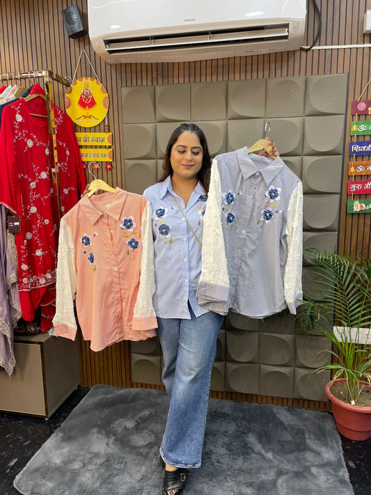 Floral Print Shirt with Lace Sleeves – Feminine, Fresh & Flawless