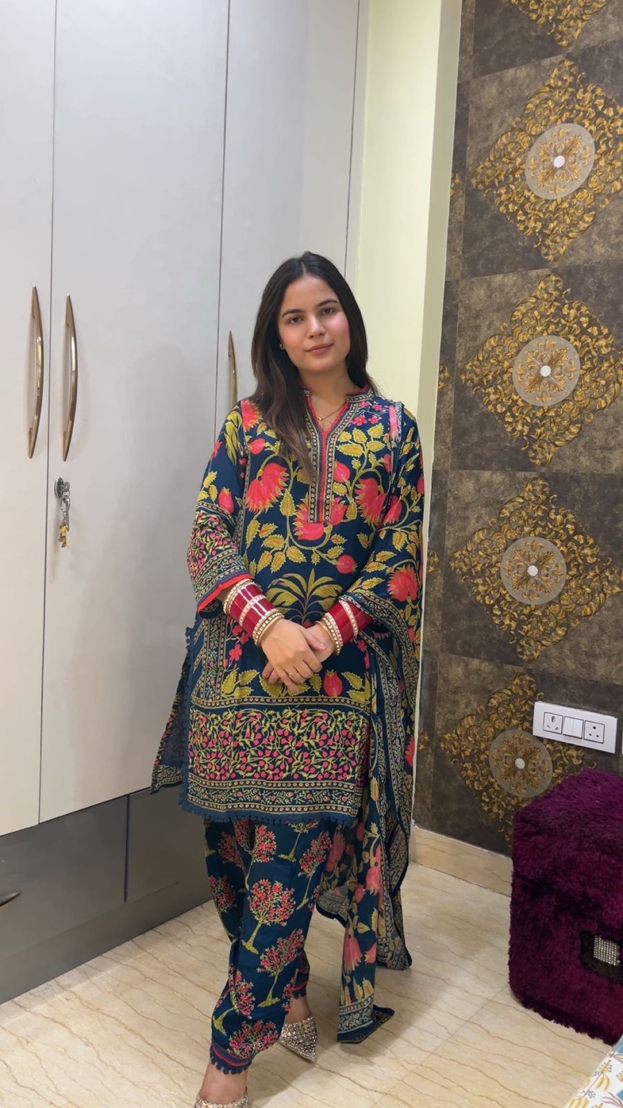 Women's Crepe Floral Print | Kurta Set with Dupatta