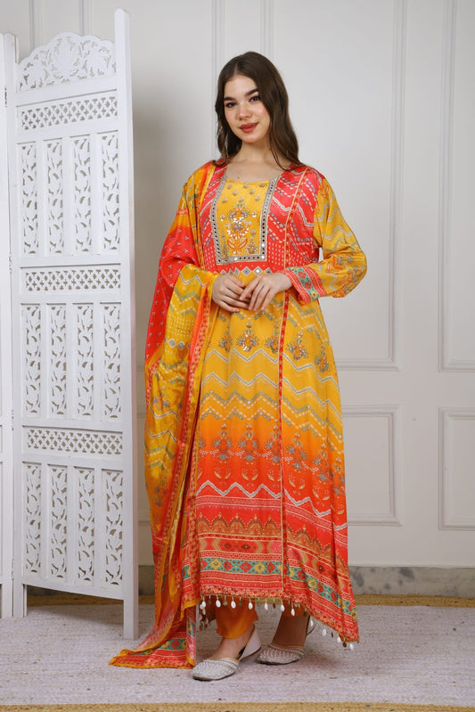 C cut crepe suit set TT026