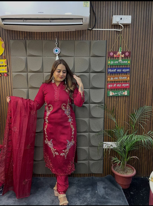 Traditional Elegance: Red and Black Festive Attire Collection TT045