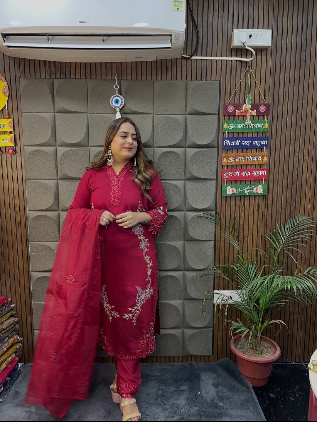 Traditional Elegance: Red and Black Festive Attire Collection TT045