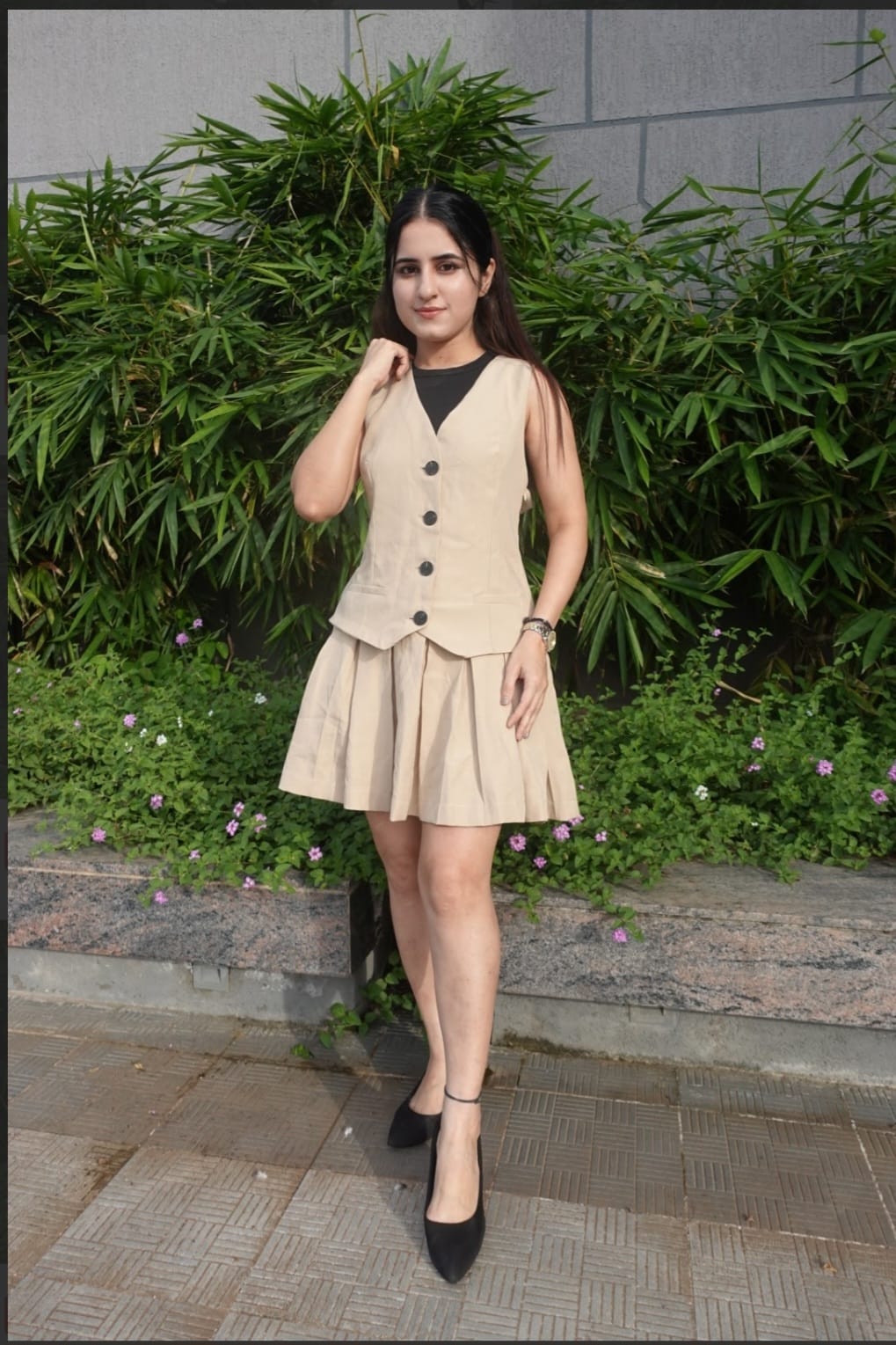 Skirt, and Vest Coat Top Co-Ord Set TT005