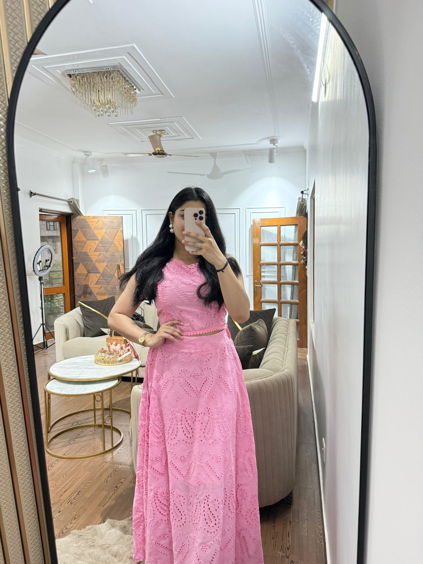 Schiffli Skirt Set