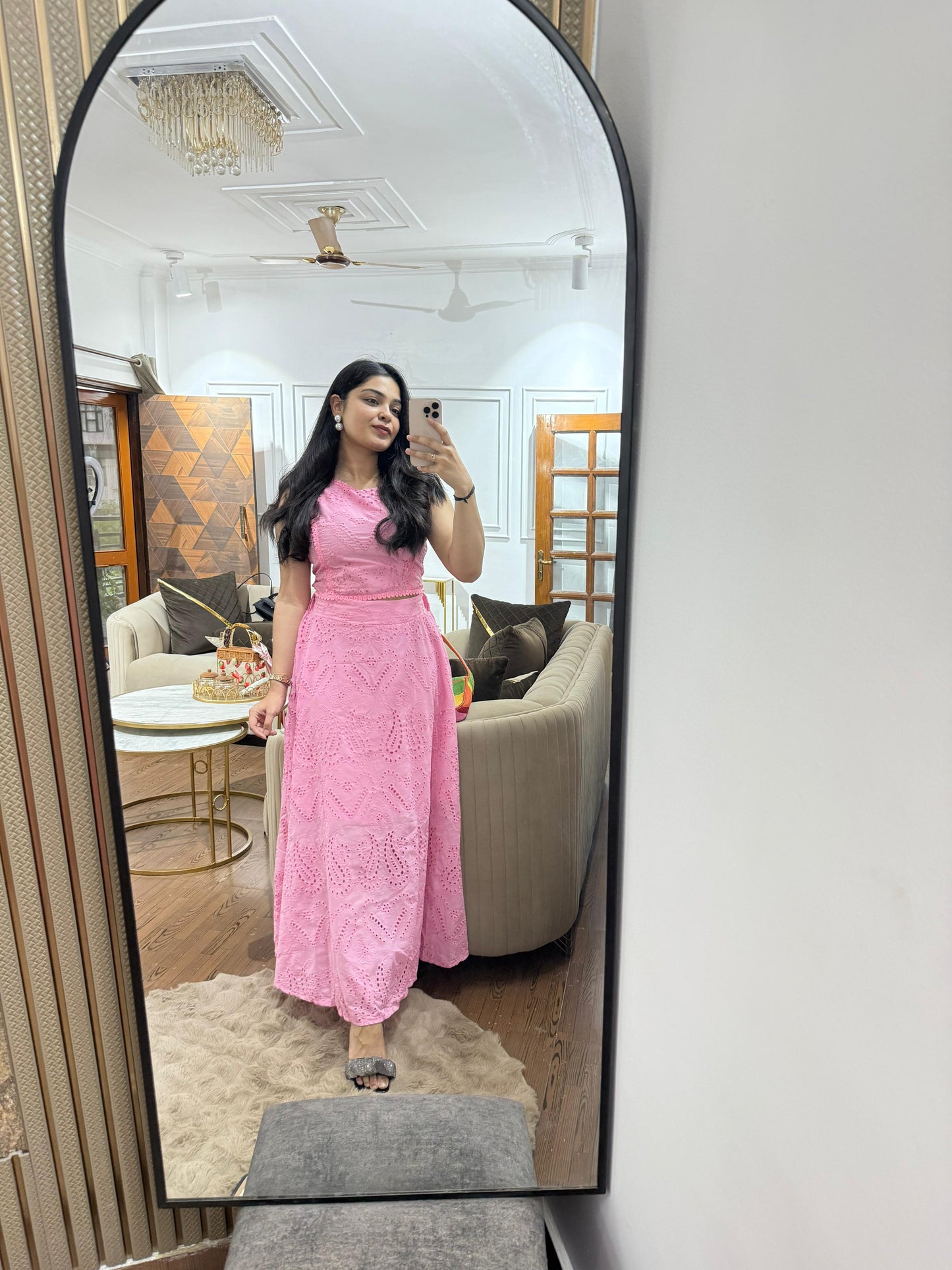 Schiffli Skirt Set