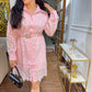 Liza Crochet Cutwork Dress – Blush Pink Elegance in Every Thread