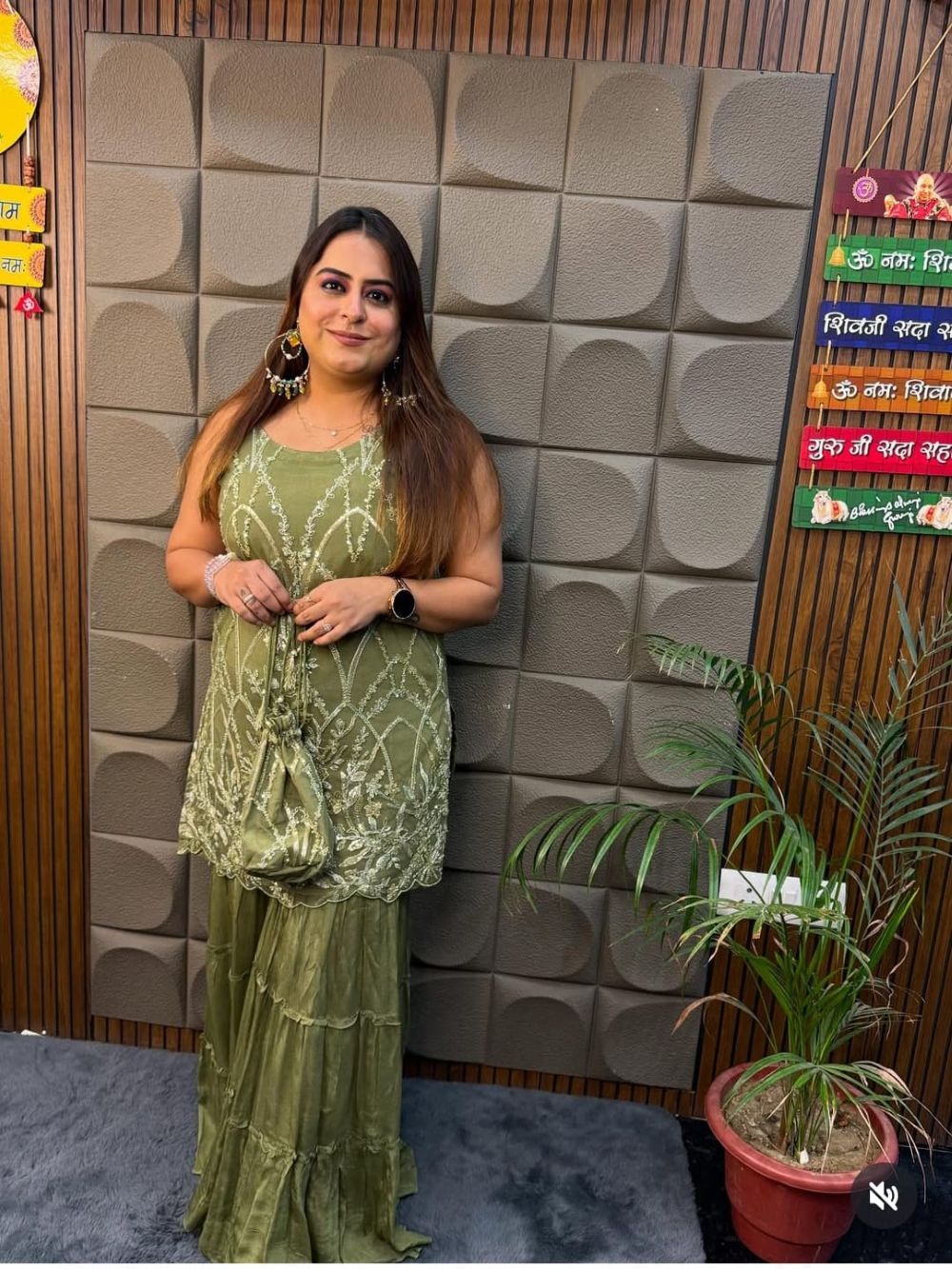 Olive Elegance Sharara Set – 3 Piece Stunner