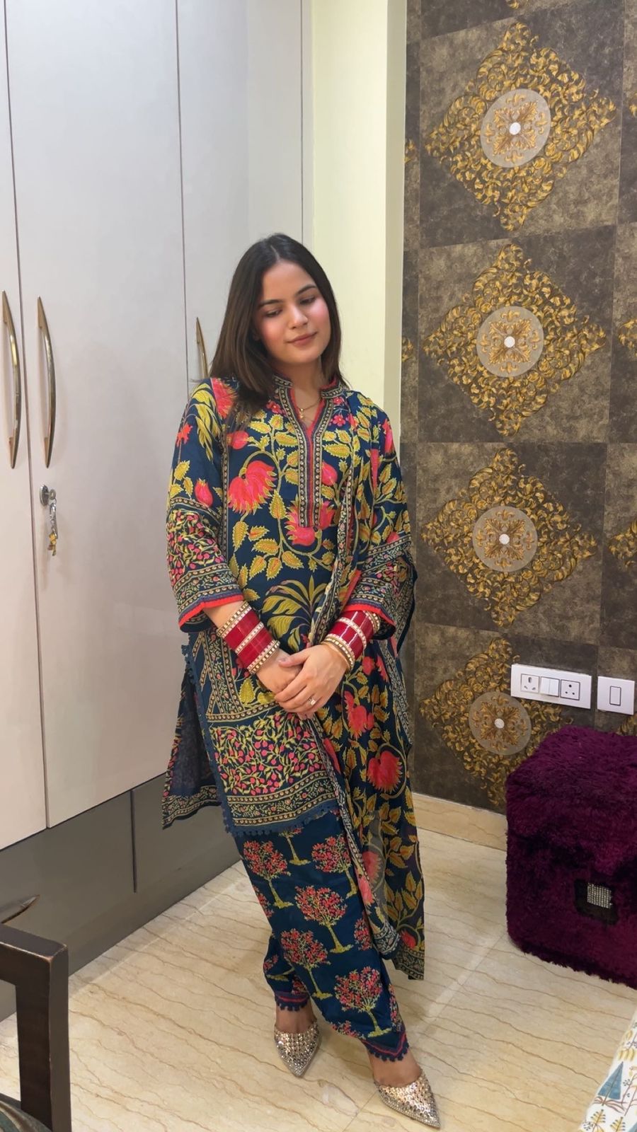 Women's Crepe Floral Print | Kurta Set with Dupatta