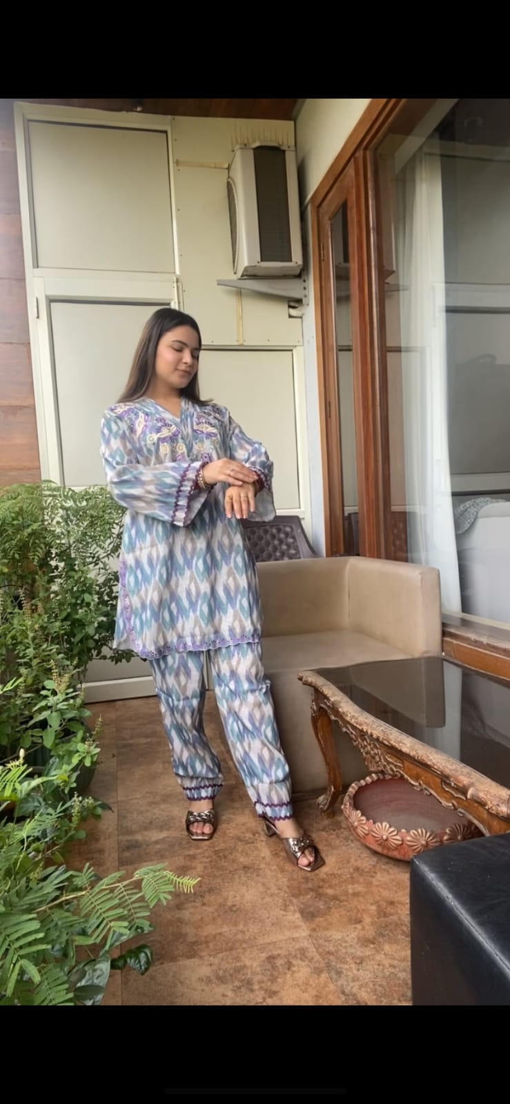 Pattern Print Cotton Co-Ord Set TT022