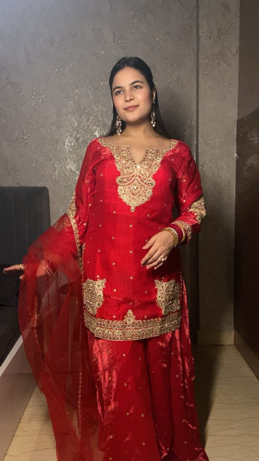 Traditional Red Elegance: A Beautiful Portrait in Ethnic Wear TT047