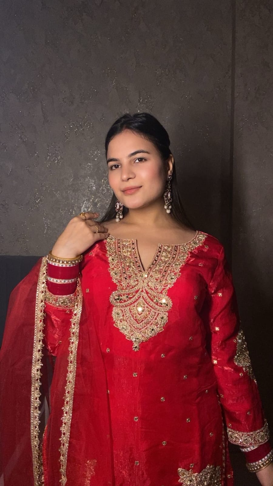 Traditional Red Elegance: A Beautiful Portrait in Ethnic Wear TT047