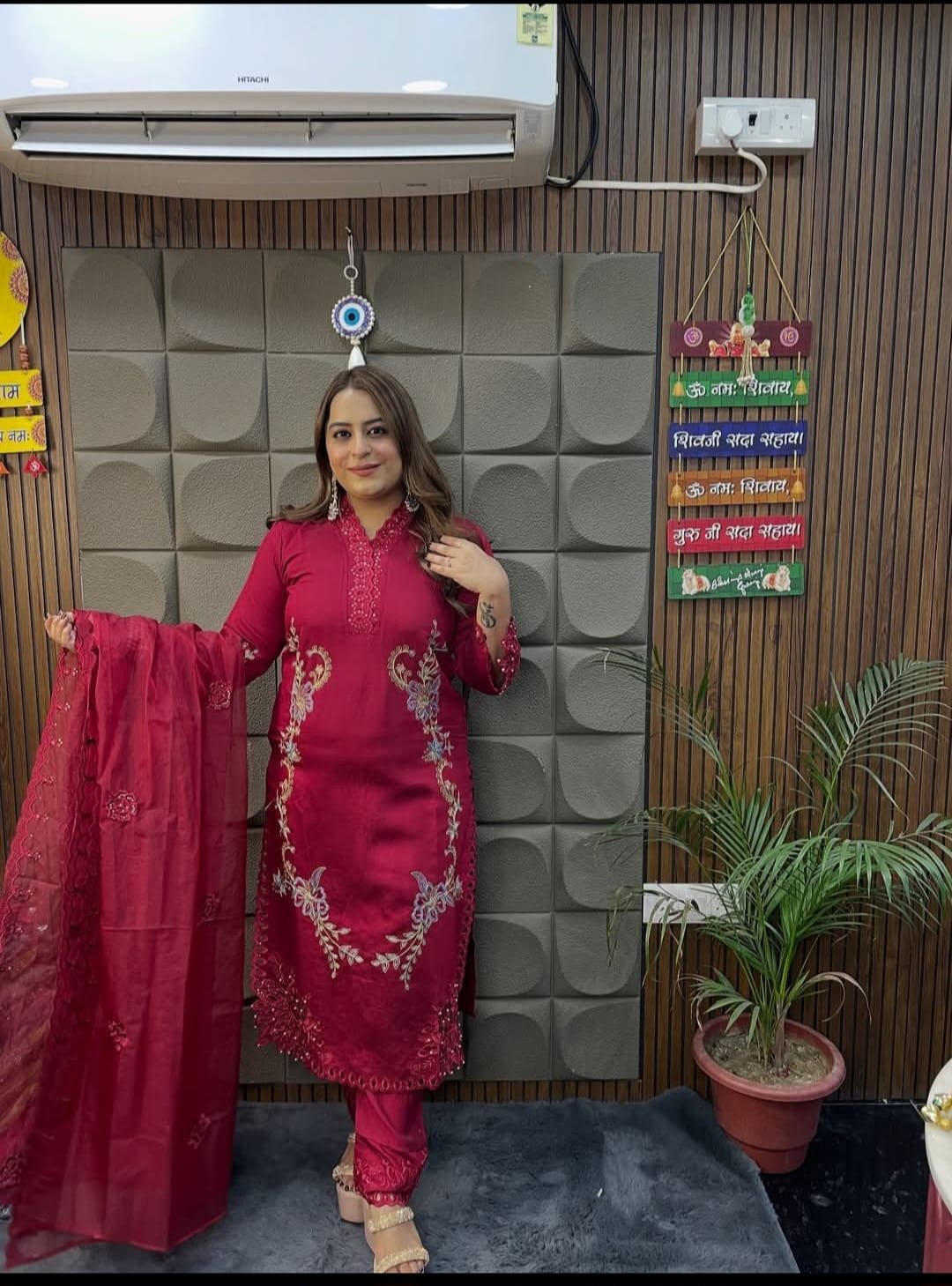 Traditional Elegance: Red and Black Festive Attire Collection TT045