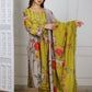 Elegant Floral Embroidered Dress with Yellow Accents TT043