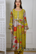 Elegant Floral Embroidered Dress with Yellow Accents TT043