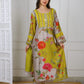Elegant Floral Embroidered Dress with Yellow Accents TT043