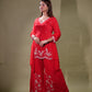 Beautiful Floral Work Suit With V Neck TT056