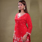 Beautiful Floral Work Suit With V Neck TT056