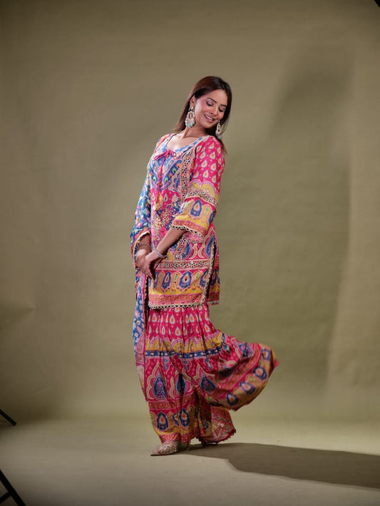 Stunning Color Full Pattern Print Suit TT057