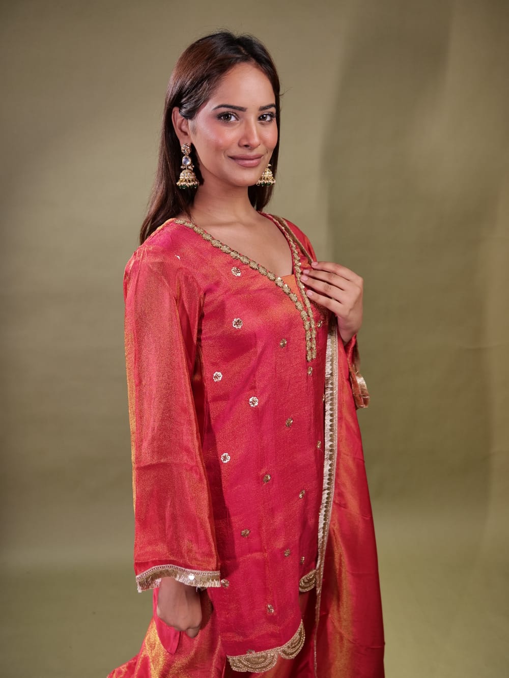 Stunning Pant Suit With Lace Work TT063