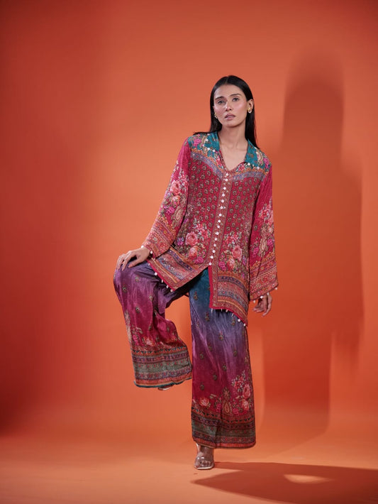 Elegant Coord Set With V Neck TT076