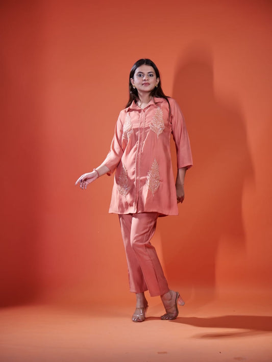 Elegant Coord Set With Leaf Design TT069