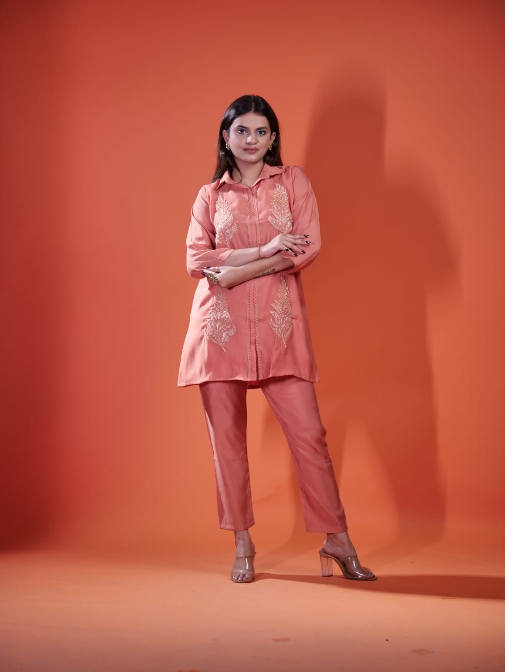 Elegant Coord Set With Leaf Design TT069