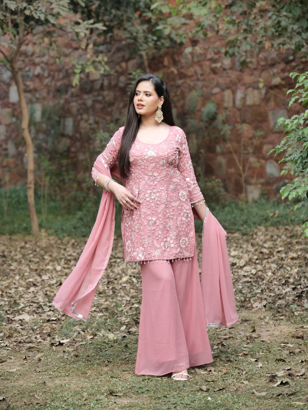 Elegant Suit With Flower Design TT083