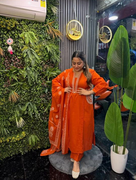 Elegant Orange Color Suit Set TT132