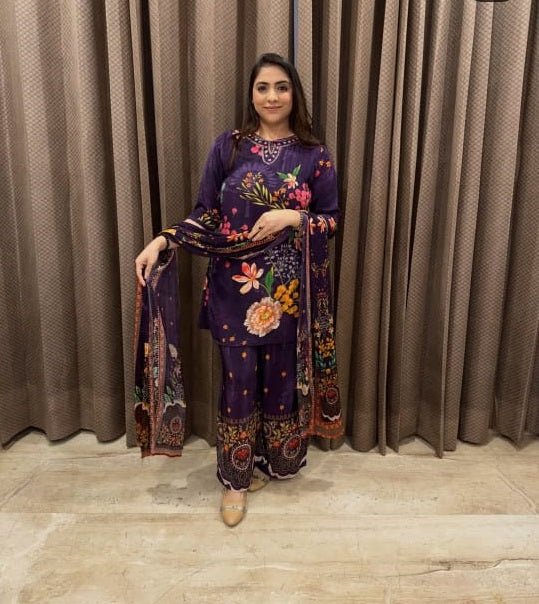 Beautiful Floral Print Crepe Suit TT135