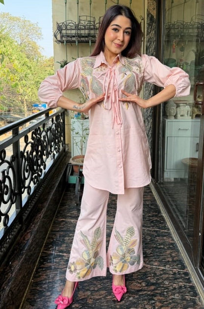 Beautiful Tie Up Co-Ord Set With Thread Work TT137