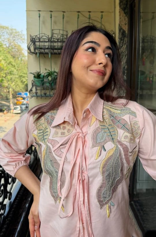 Beautiful Tie Up Co-Ord Set With Thread Work TT137