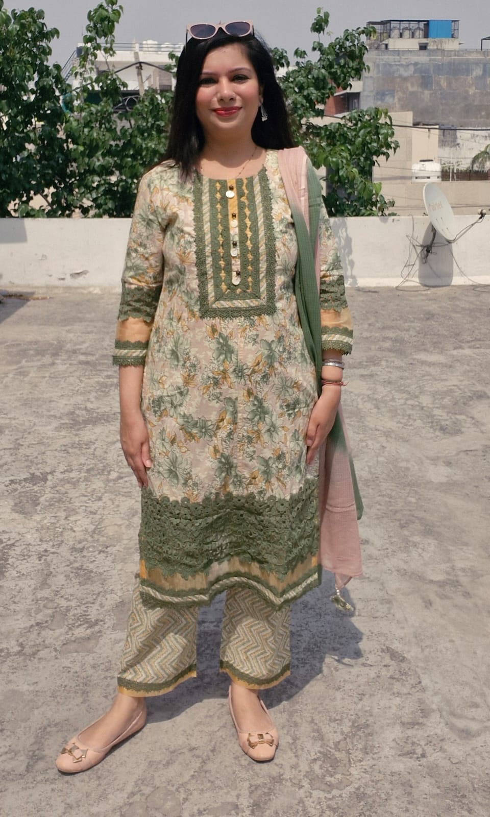 Beautiful Floral Print Suit With Laser Cut Work TT147