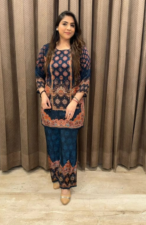 Stunning Pattern Print Kurti Style Co-Ord Set TT150