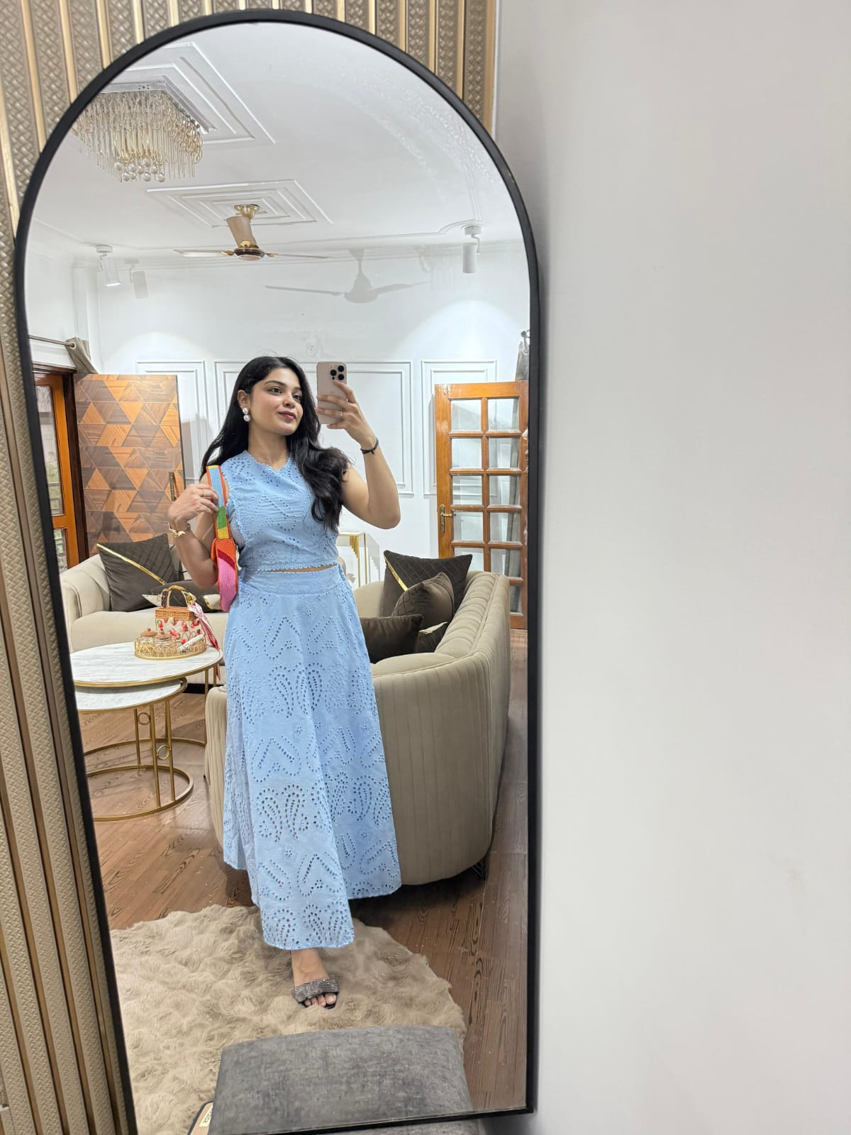 Schiffli Skirt Set