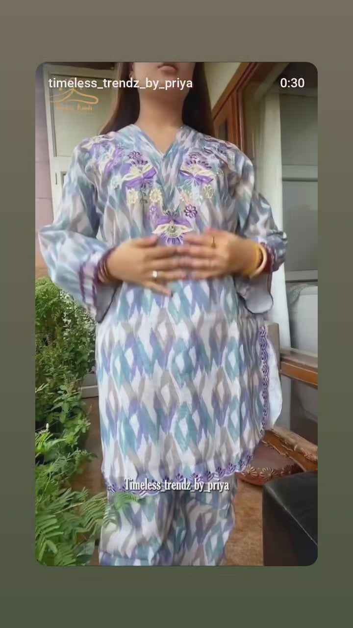 Pattern Print Cotton Co-Ord Set TT022